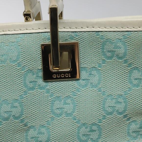 GUCCI GG Canvas Tote Bag Light Blue Gold 002 002 - Picture 14 of 16